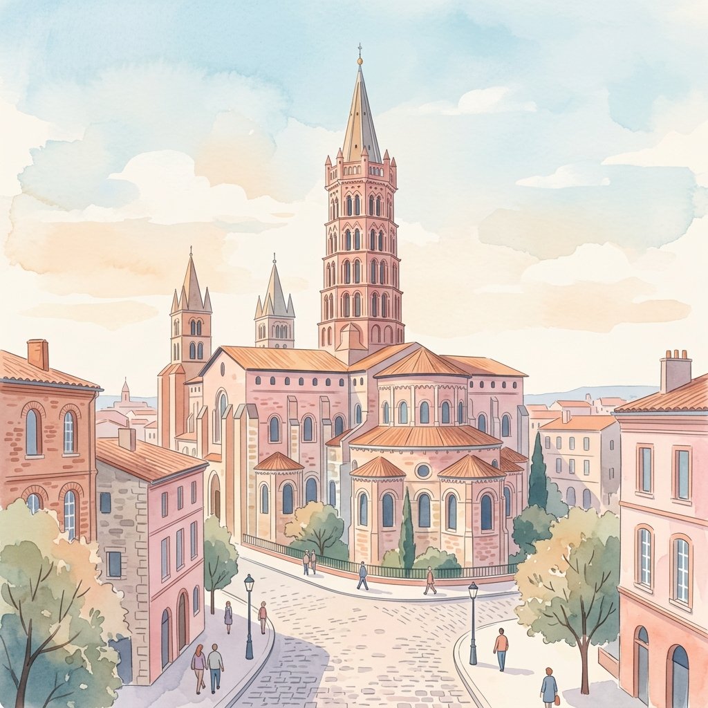 Examen civique à Toulouse 31000 - la Place du Capitole et la Basilique Saint-Sernin